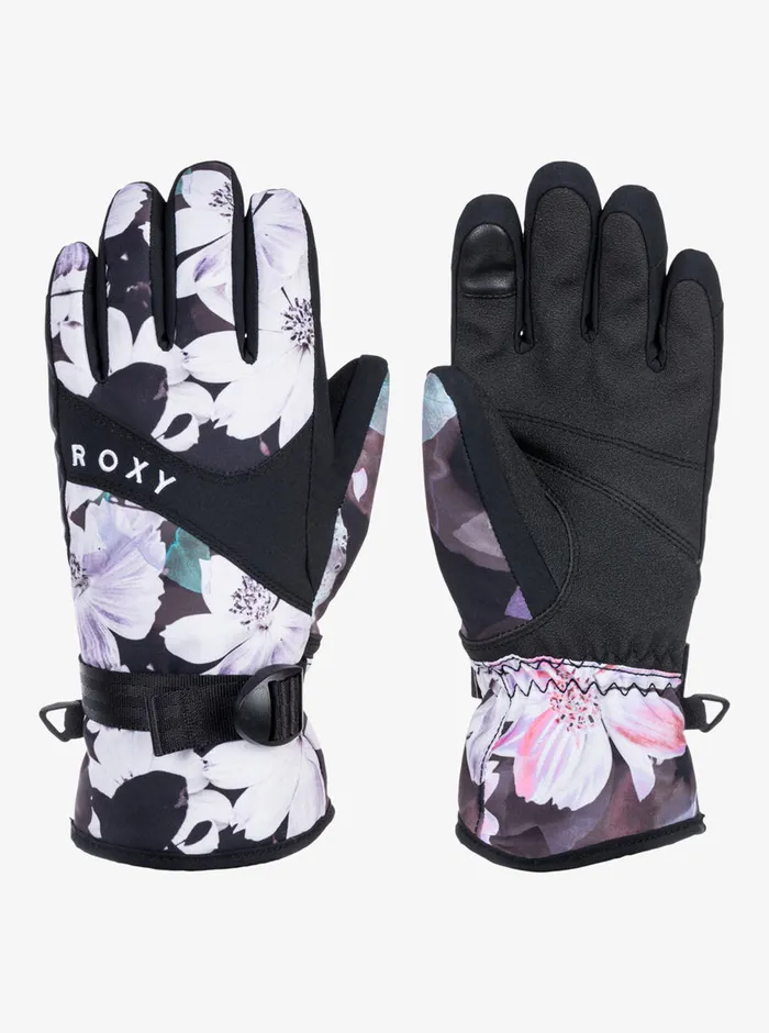 Roxy Snow 416 Jetty Technical SnowboardSki Gloves True Black Blurry Flower 8211 Girls