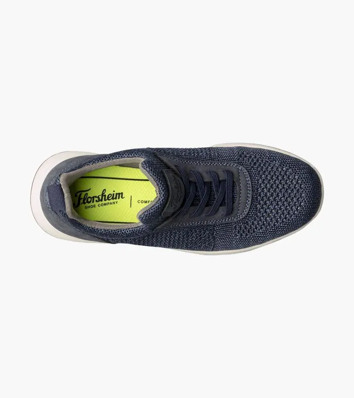 Florsheim Boys Knit Elastic Lace Slip On Sneaker Navy Kids Kids Casual