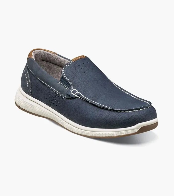 Florsheim Boys Moc Toe Slip On Sneaker Navy Nubuck Kids Kids Casual