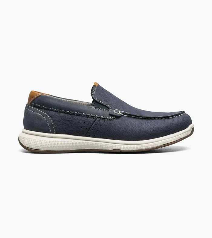 Florsheim Boys Moc Toe Slip On Sneaker Navy Nubuck Kids Kids Casual