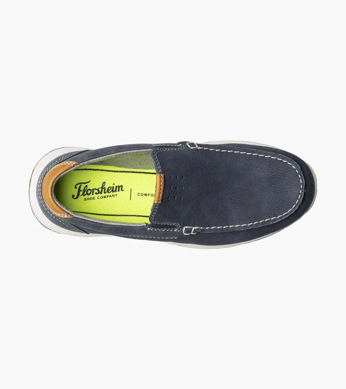 Florsheim Boys Moc Toe Slip On Sneaker Navy Nubuck Kids Kids Casual