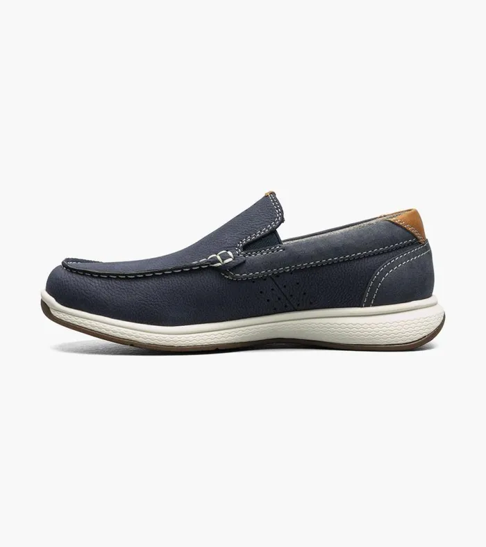 Florsheim Boys Moc Toe Slip On Sneaker Navy Nubuck Kids Kids Casual