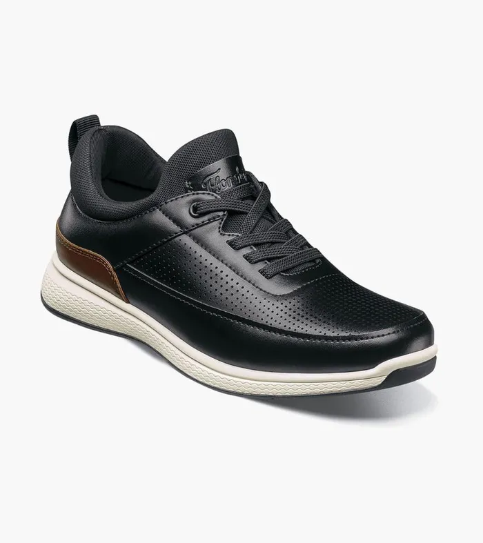 Florsheim Boys Perf Elastic Lace Slip On Sneaker Black Kids Kids Casual