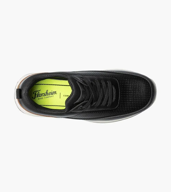 Florsheim Boys Perf Elastic Lace Slip On Sneaker Black Kids Kids Casual