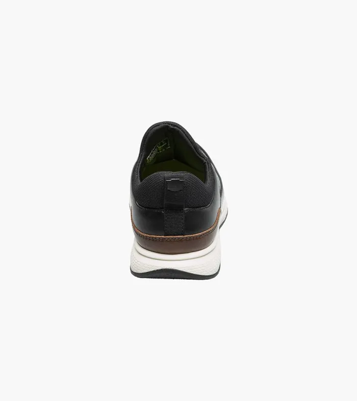 Florsheim Boys Perf Elastic Lace Slip On Sneaker Black Kids Kids Casual