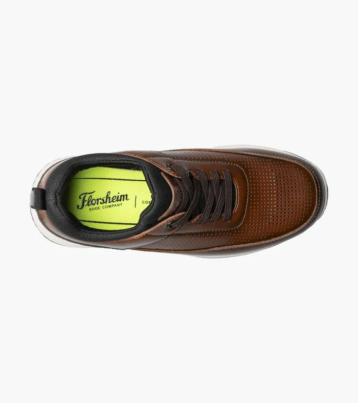 Florsheim Boys Perf Elastic Lace Slip On Sneaker Cognac Kids Kids Casual