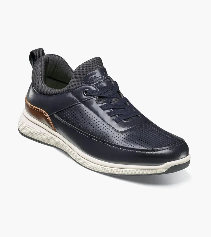 Florsheim Boys Perf Elastic Lace Slip On Sneaker Navy Kids Kids Casual