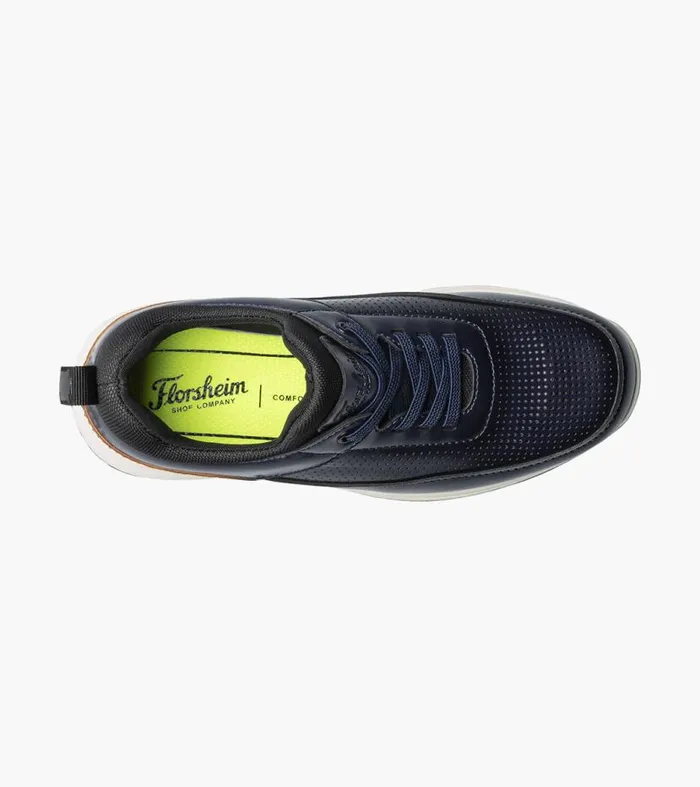 Florsheim Boys Perf Elastic Lace Slip On Sneaker Navy Kids Kids Casual