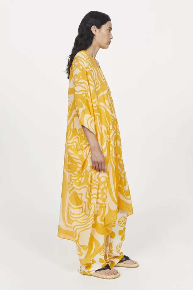 Agave Cosmic Bloom Caftan Marigold Women Rodebjer Dresses and Caftans