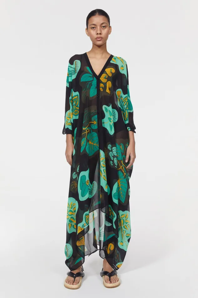 Agave Leaf Caftan Black Women Rodebjer Dresses and Caftans