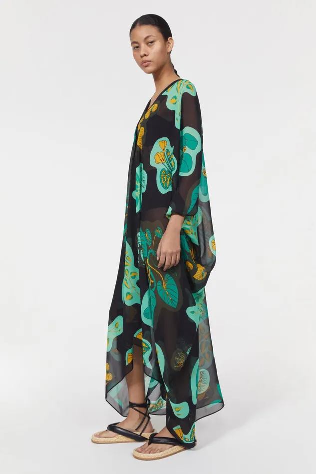 Agave Leaf Caftan Black Women Rodebjer Dresses and Caftans