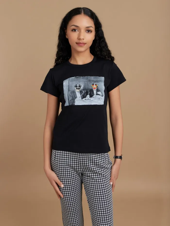Agns B Artist039s Collection Women Black Cotton Brando Tshirt Artist Jim Jarmusch