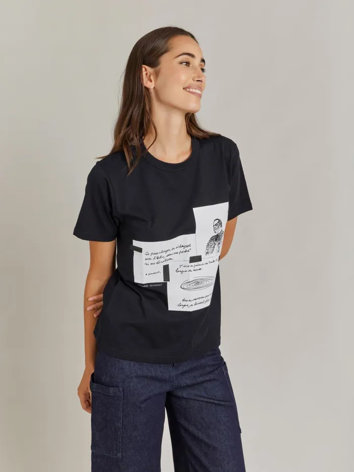 Agns B Artist039s Collection WomenMen Black Le Mixte Edouard Glissant Unisex Cotton Jersey Tshirt