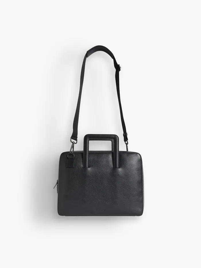 Agns B Bags Men Black Leather Scott Laptop Bag