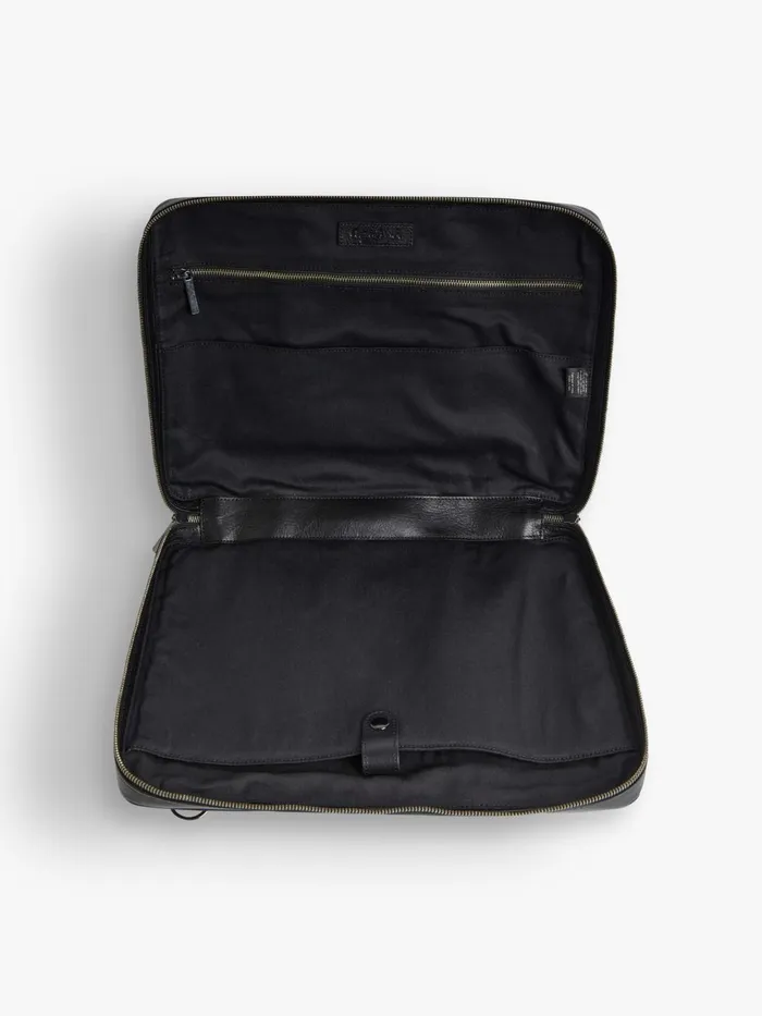 Agns B Bags Men Black Leather Scott Laptop Bag