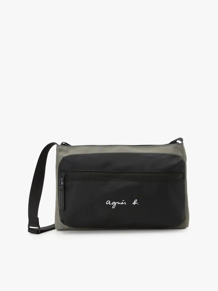 Agns B Bags Men Green Polyester Shoulder Bag