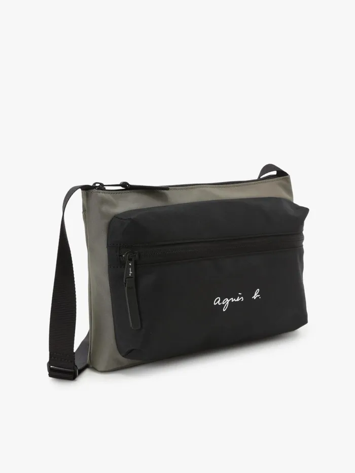 Agns B Bags Men Green Polyester Shoulder Bag