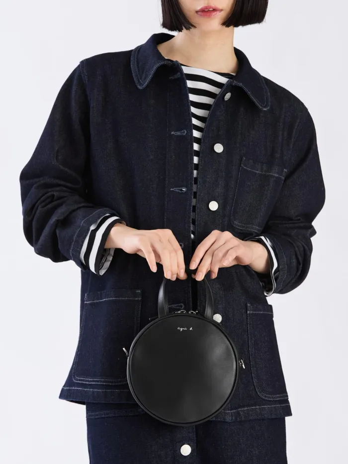 Agns B Bags Women Black Round Leather Bag