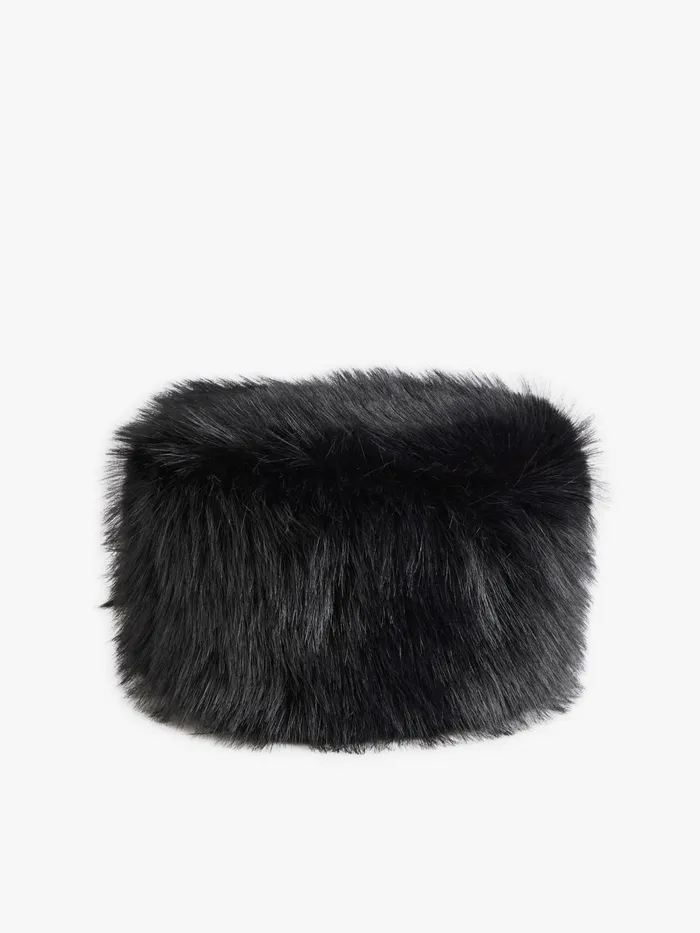 Agns B Caps and Hats Women Black Faux Fur Pillbox Katerina Hat