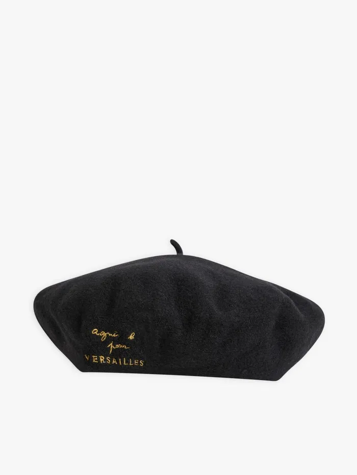 Agns B Caps and Hats Women Black Wool Versailles Beret