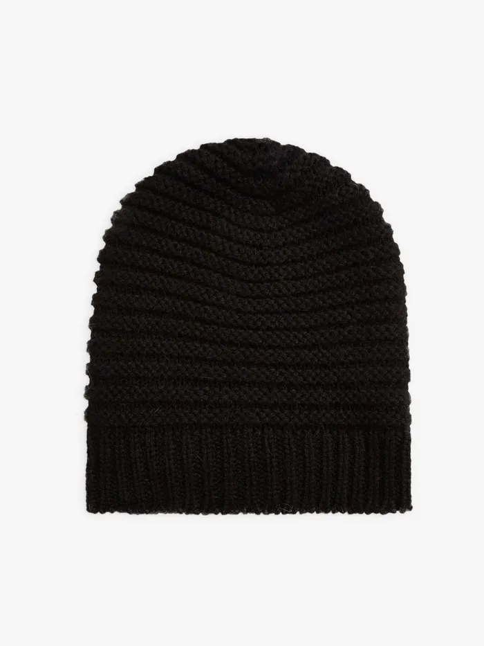 Agns B Caps and Hats WomenMen Black Wool And Alpaca Isaac Beanie Hat