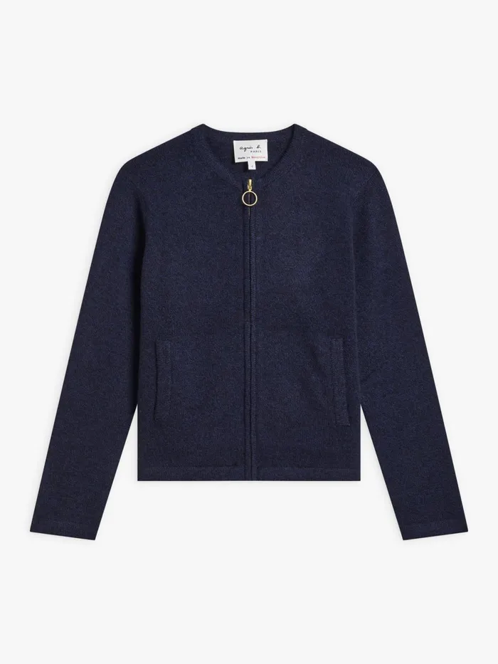 Agns B Cardigans Women Blue Cashmere Zip Cardigan