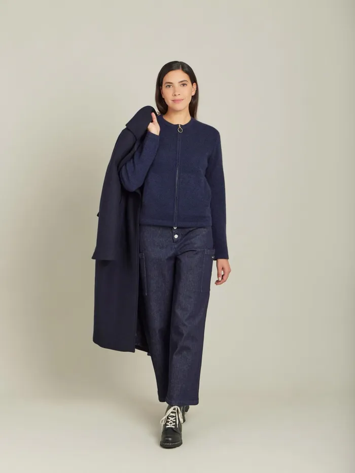 Agns B Cardigans Women Blue Cashmere Zip Cardigan