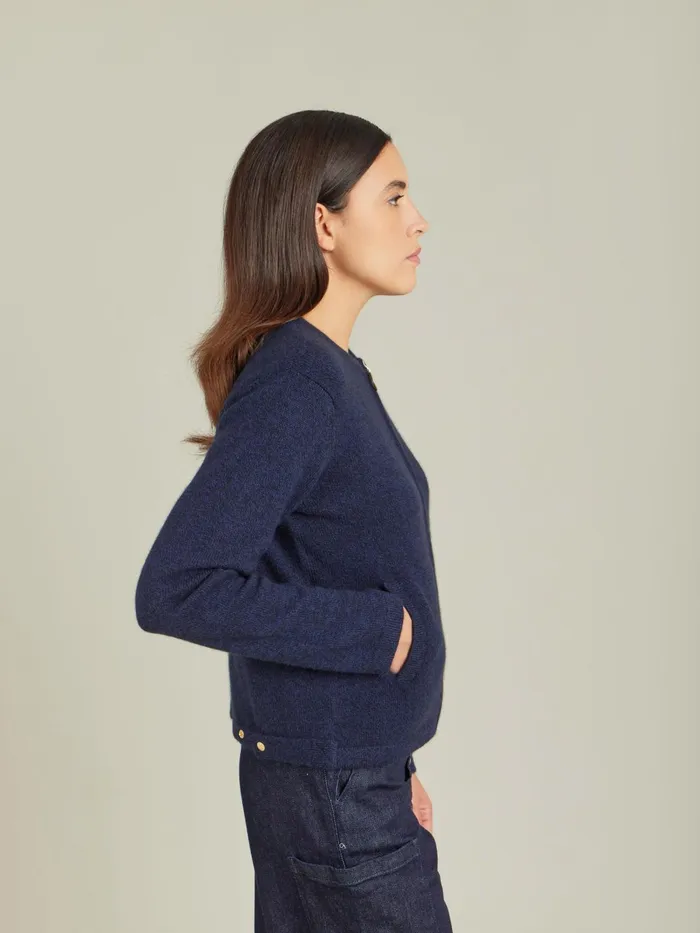 Agns B Cardigans Women Blue Cashmere Zip Cardigan