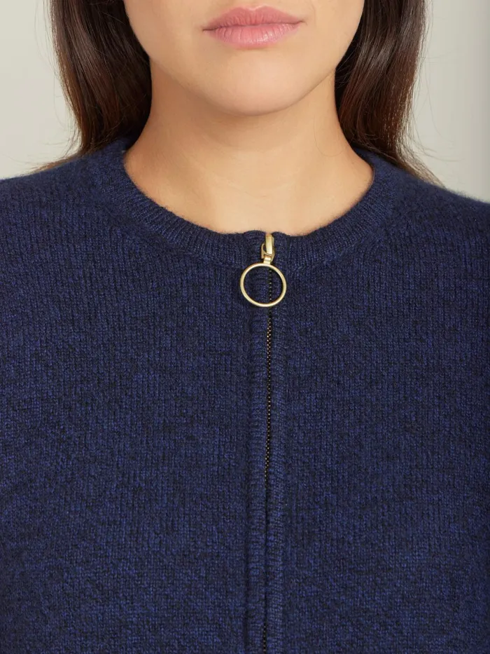 Agns B Cardigans Women Blue Cashmere Zip Cardigan