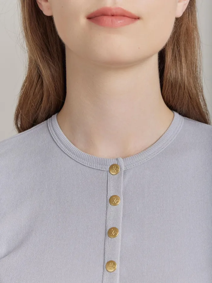 Agns B Cardigans Women Grey Swing Shortsleeve Cotton Snap Cardigan