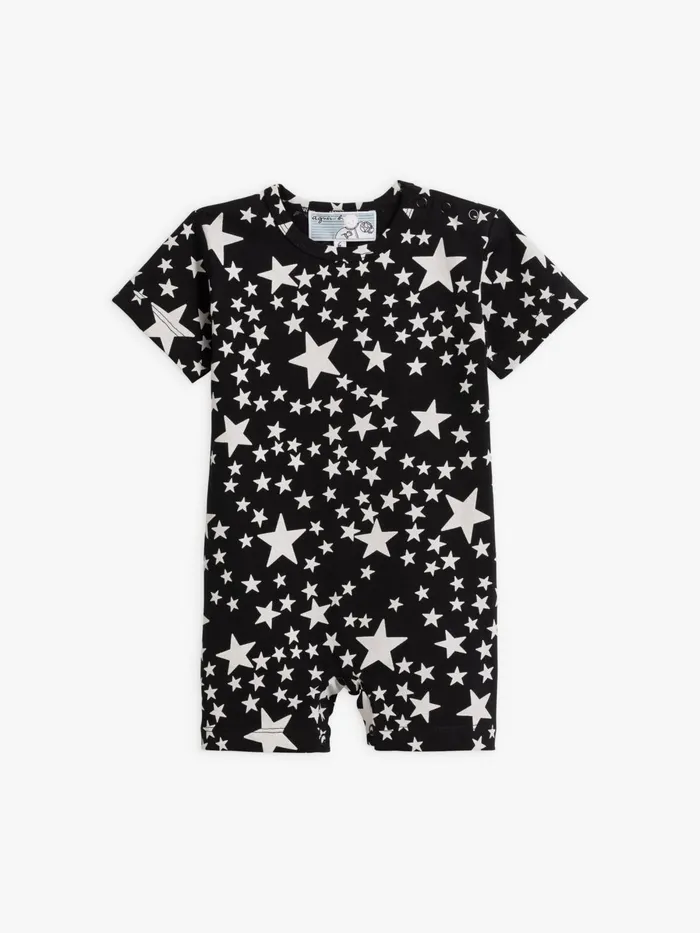 Agns B Clothing Children Black Cotton Jersey Short Sleepsuit