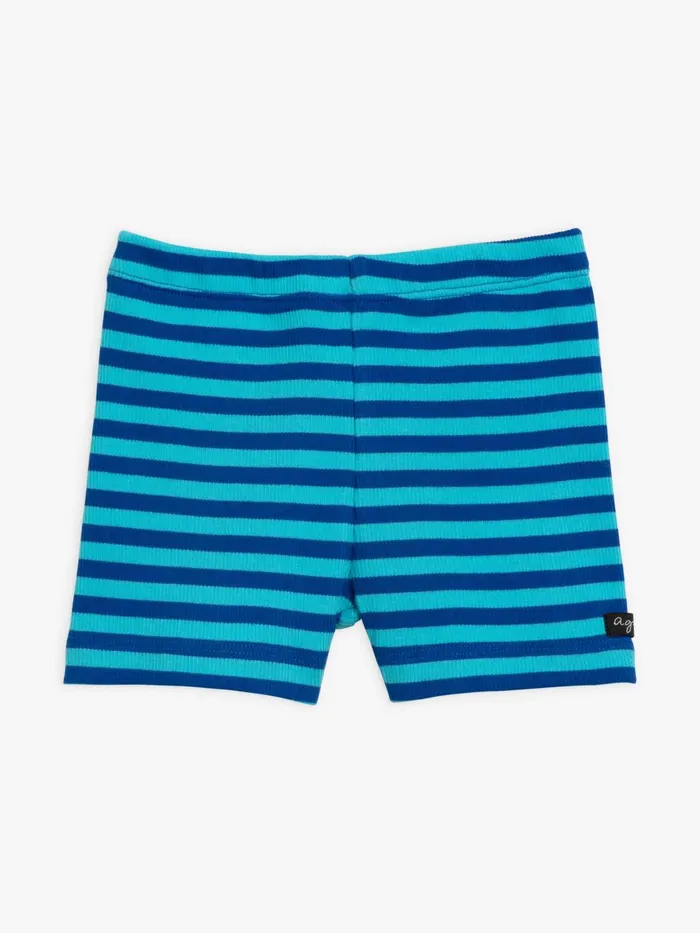 Agns B Clothing Children Blue Cotton Ribbed 88 Stripes Macio Shorts