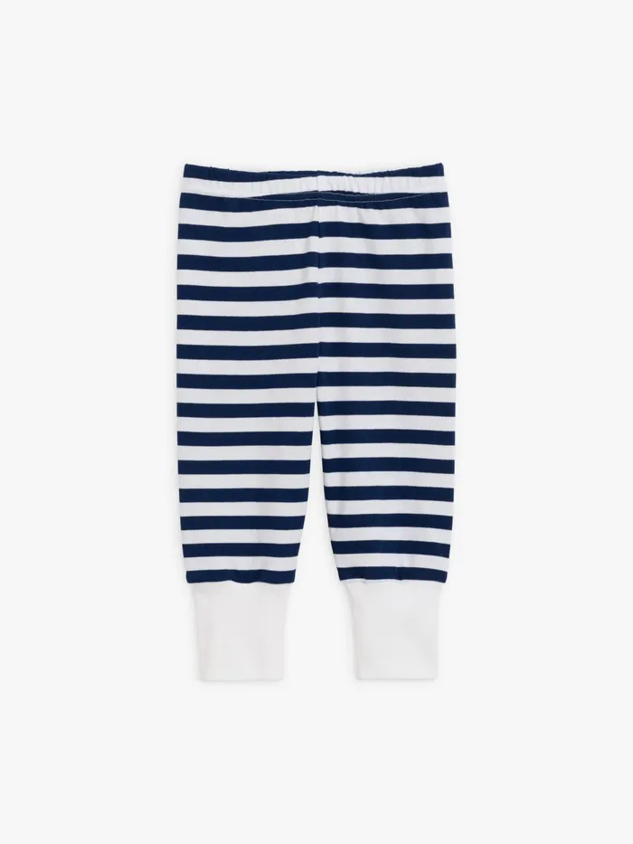 Agns B Clothing Children Turbo Trousers In Blue And White Striped Cotton Jersey
