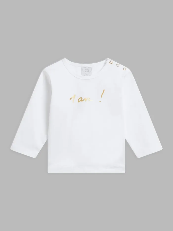 Agns B Clothing Children White Cotton Jersey Snap Button Birthday Tshirt