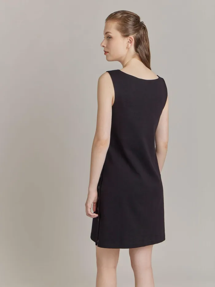 Agns B Dresses Women Black Cotton Snap Dress