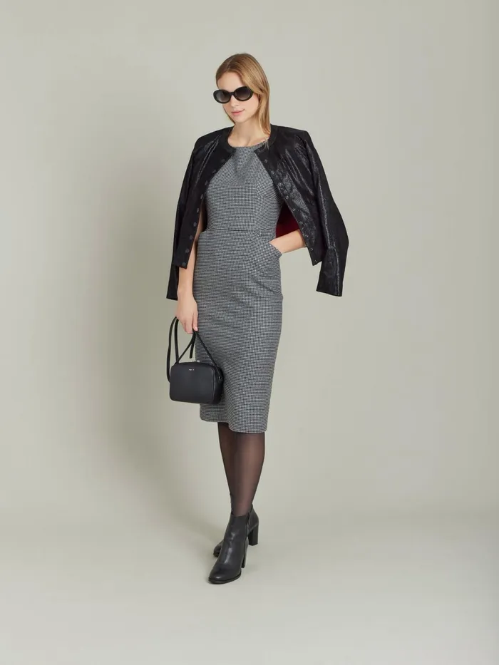 Agns B Dresses Women Black Houndstooth Vitti Sheath Dress