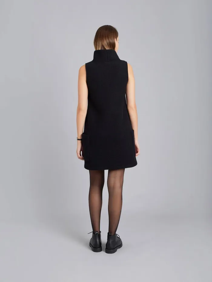 Agns B Dresses Women Black Merino Boiled Wool Maori Dress
