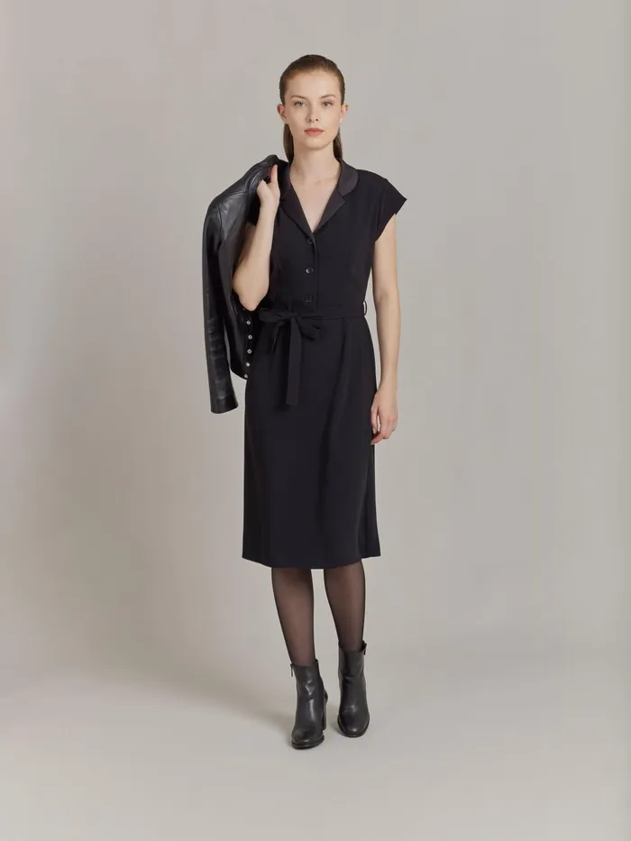 Agns B Dresses Women Black Polyester Franny Dress