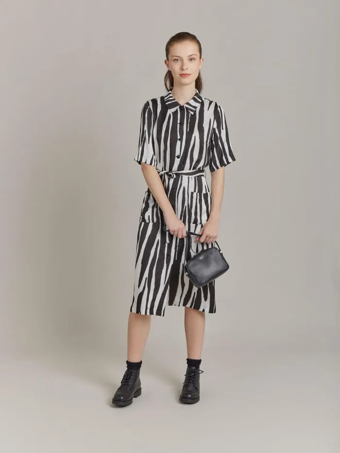 Agns B Dresses Women Black Viscose Print BB Dress