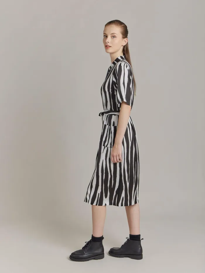 Agns B Dresses Women Black Viscose Print BB Dress