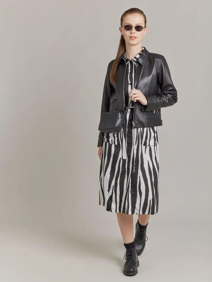 Agns B Dresses Women Black Viscose Print BB Dress