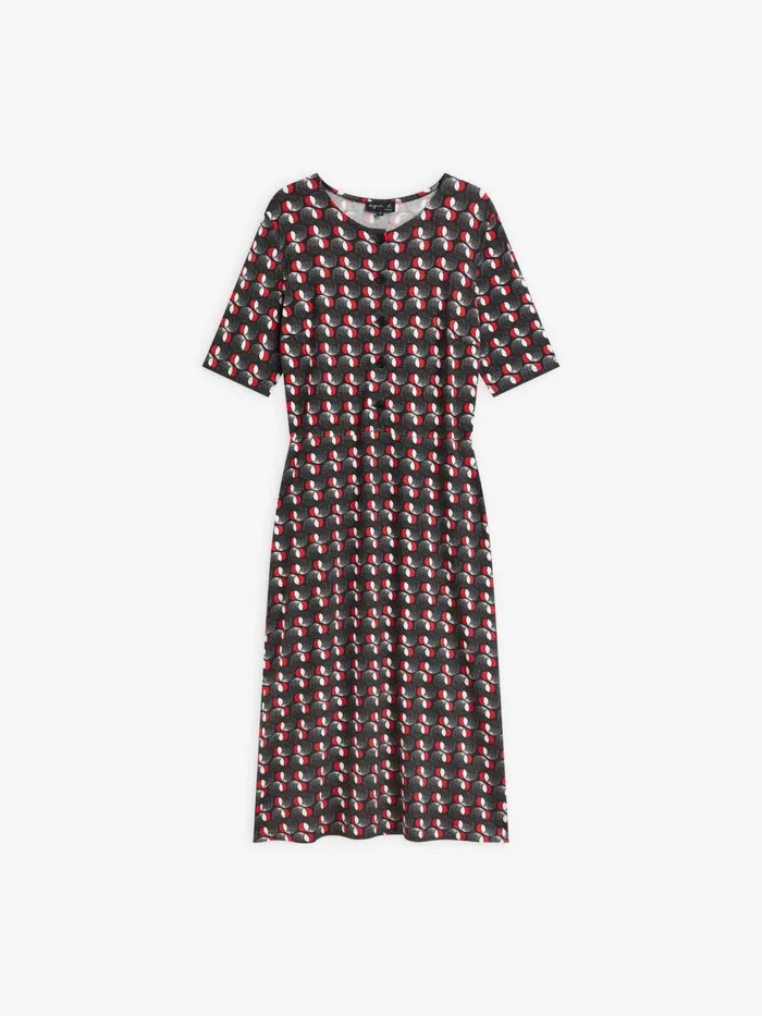 Agns B Dresses Women Red Jersey Fantasy Print Mimy Dress