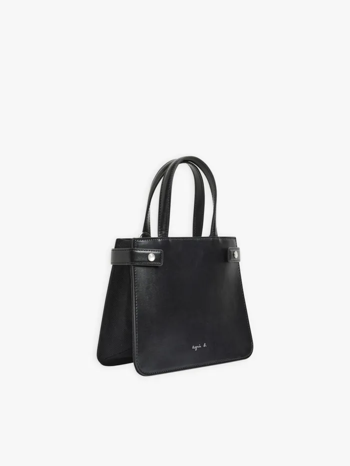 Agns B Handbags Women Black Leather Detachable Strap Bag