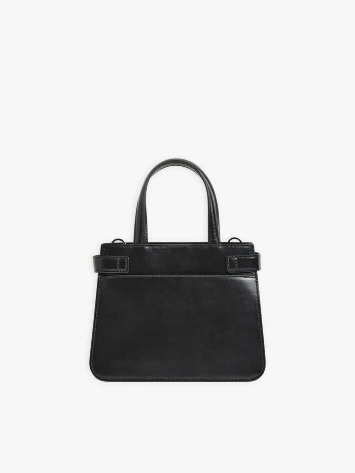 Agns B Handbags Women Black Leather Detachable Strap Bag