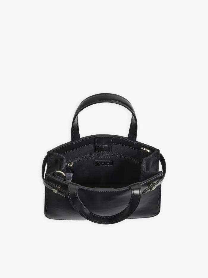 Agns B Handbags Women Black Leather Detachable Strap Bag