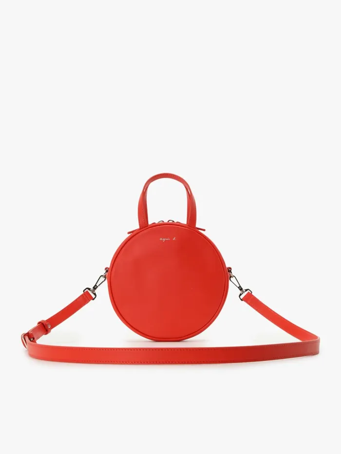 Agns B Handbags Women Red Round Leather Bag