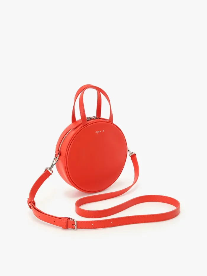 Agns B Handbags Women Red Round Leather Bag