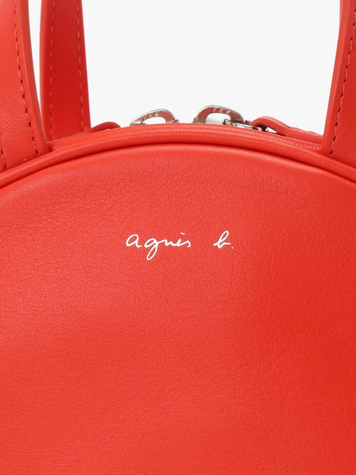 Agns B Handbags Women Red Round Leather Bag