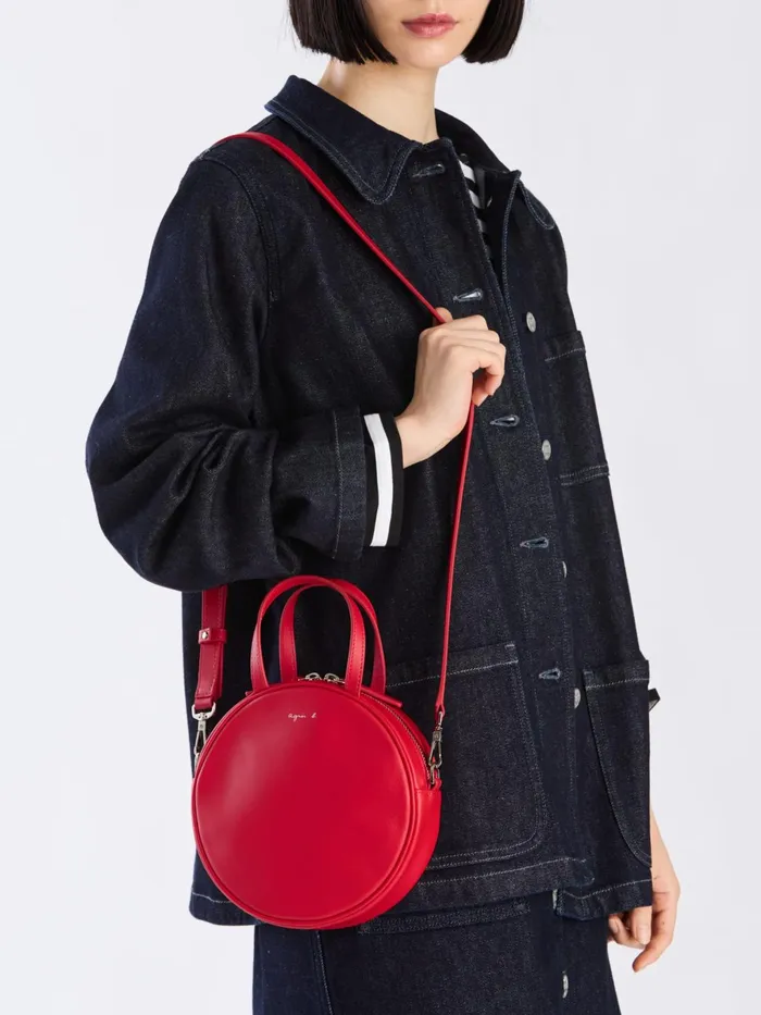 Agns B Handbags Women Red Round Leather Bag