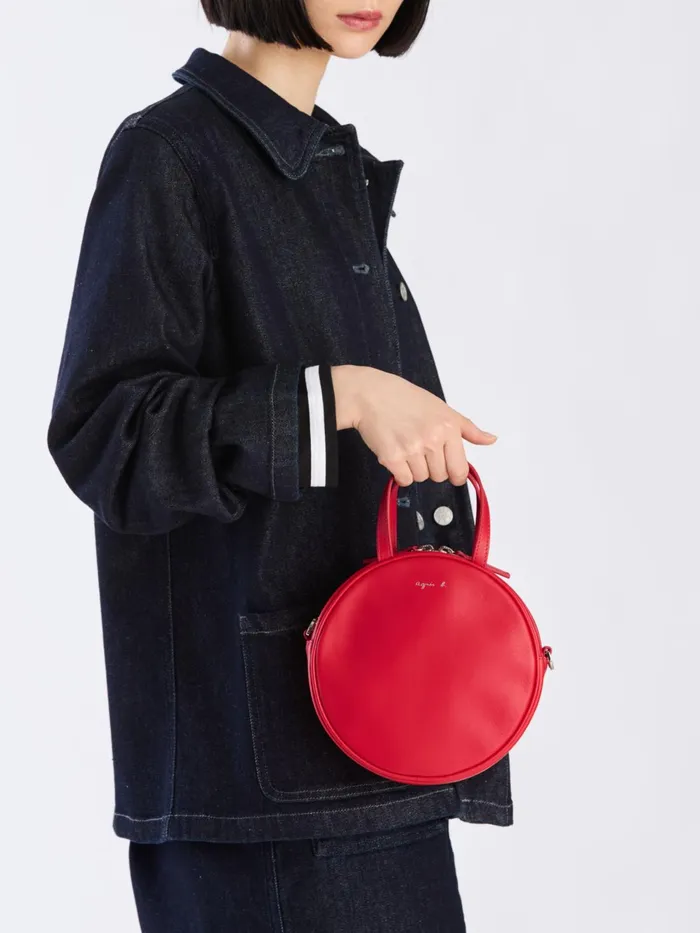 Agns B Handbags Women Red Round Leather Bag